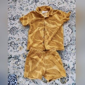 Zara Kids Mustard Yellow Terry Short Set